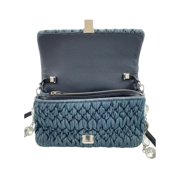MIMC101: Miu Miu navy blue matelassé denim shoulder bag - Picture 2 of 4